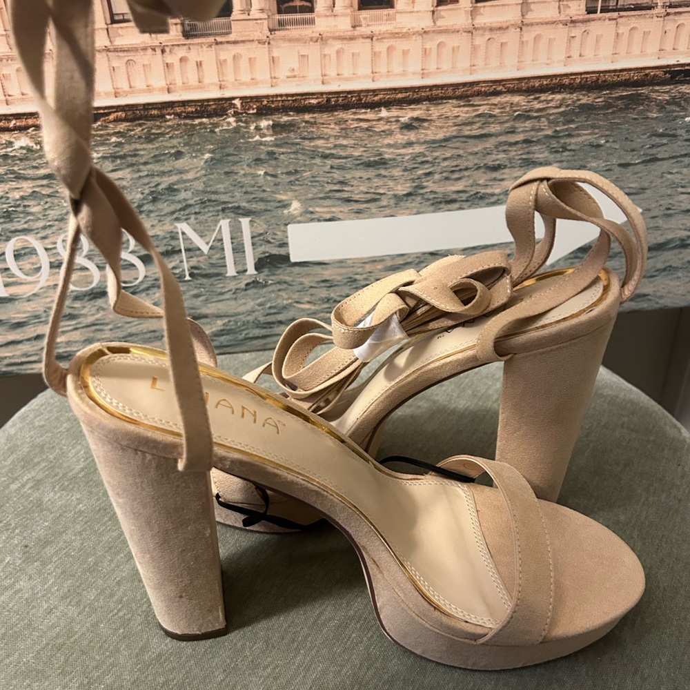 Nude Tie Up/Wrap Up Platform Heels